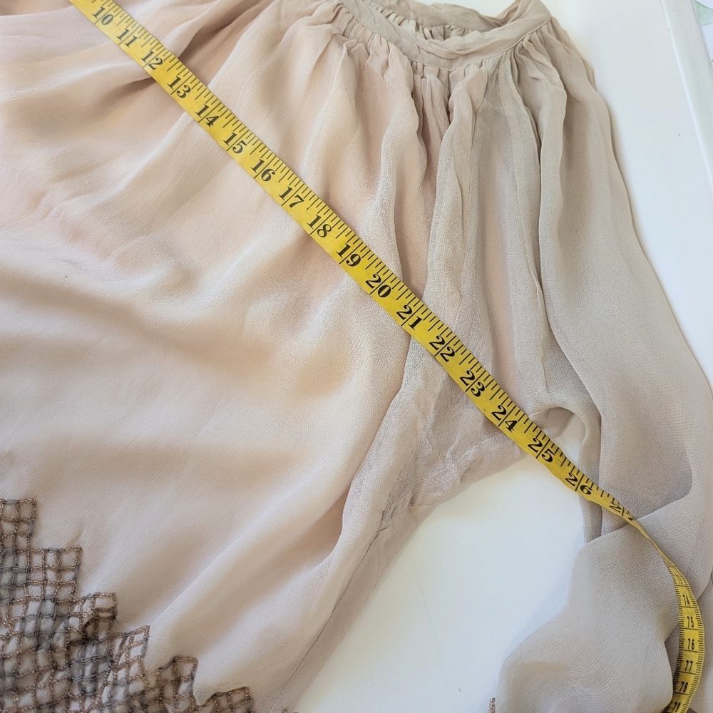 Light Beige Crochet-Hem Peasant Blouse - Picture 7 of 9